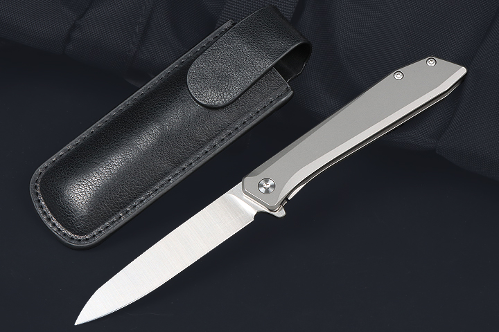 JJ028C D2 blade Titanium handle fast opening folding knife UD407672